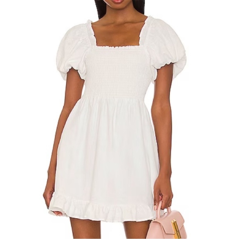 NWT Show Me Your Mumu Colvin Puff Sleeve White Mini Dress